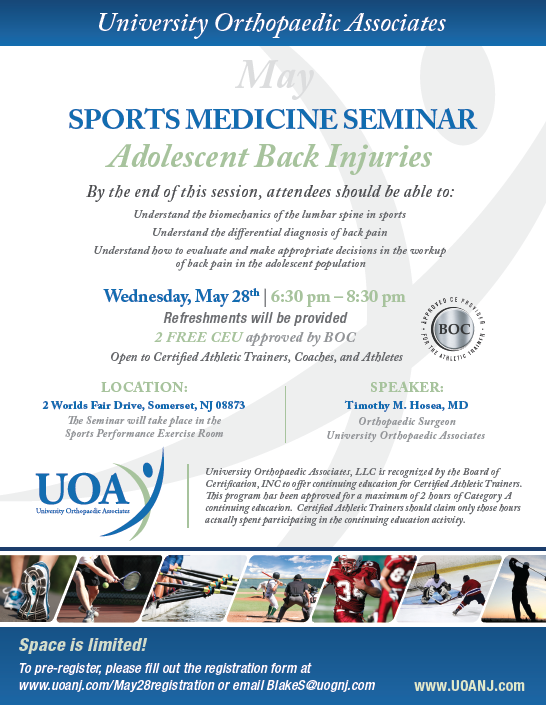 Adolescent Back Injuries – May Sports Medicine Seminar