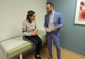 foot and ankle doctor with patient